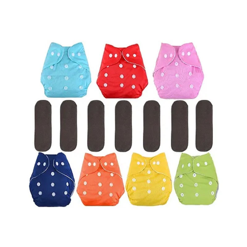 DOMENICO Adjustable Cloth Diaper Nappies With Wet Free Inserts Pack of 14 – Multicolor