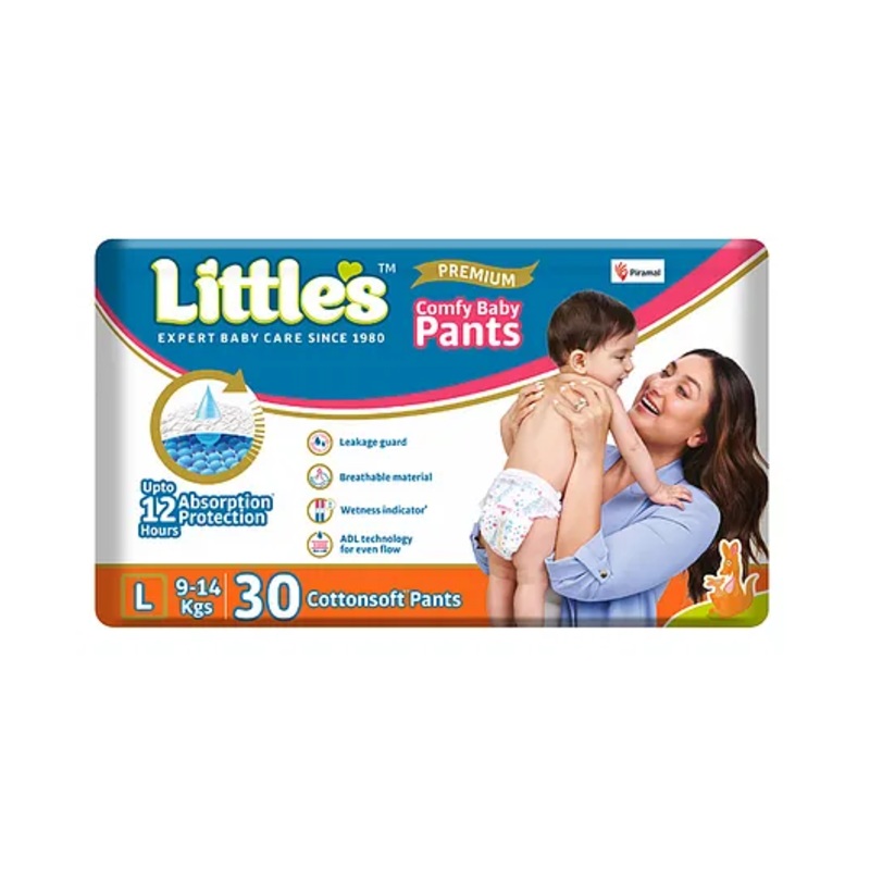 Little’s Comfy Baby Pants Diapers Large Size with Wetness Indicator and 12 hours Absorption – 30 Pieces