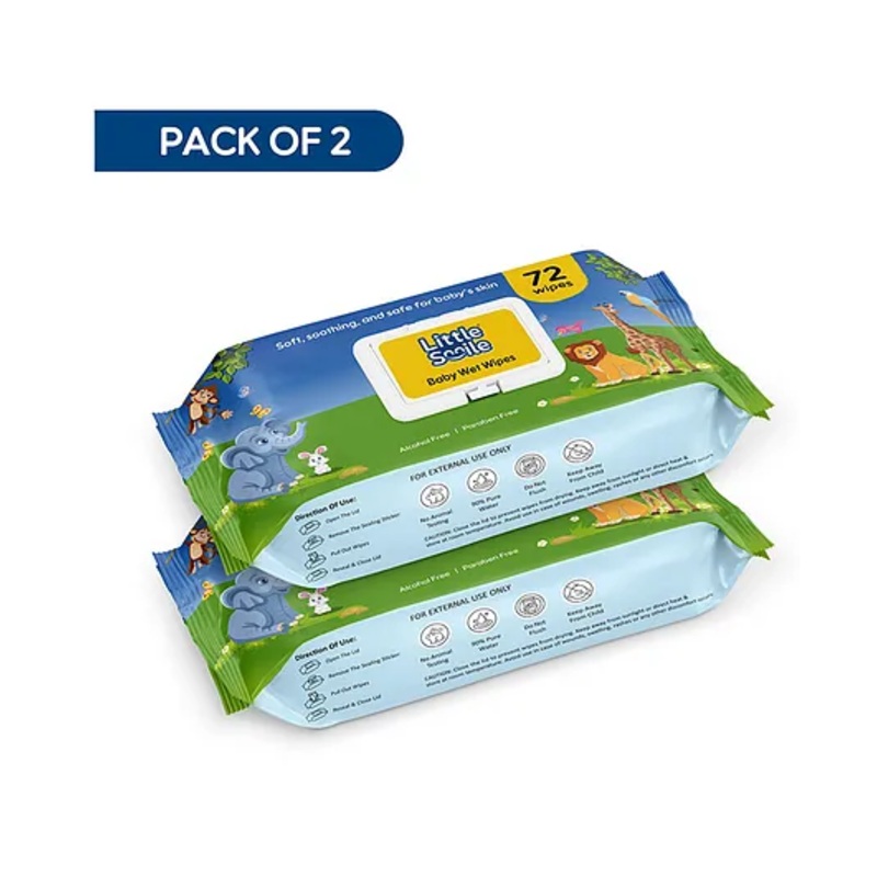 Little Smile Baby Wipes Soft, Safe & Gentle Care | Pack of 2 | 144 Wipes