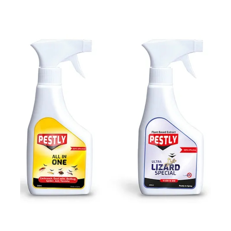 Pestly All-in-One Herbal Pest Control Spray + Lizard Repellent Combo  2 x 250ml | Natural & Non-Toxic Formula | Controls Cockroaches, Spiders, Bedbugs, Ants, Termites & Dust Mites
