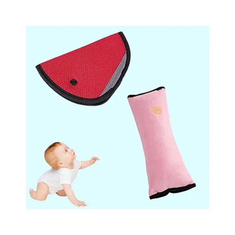 Safe-O-Kid Baby Safety Travel Essentials  Seat Belt Holder & Head Support Pillow (2-Piece Kit)