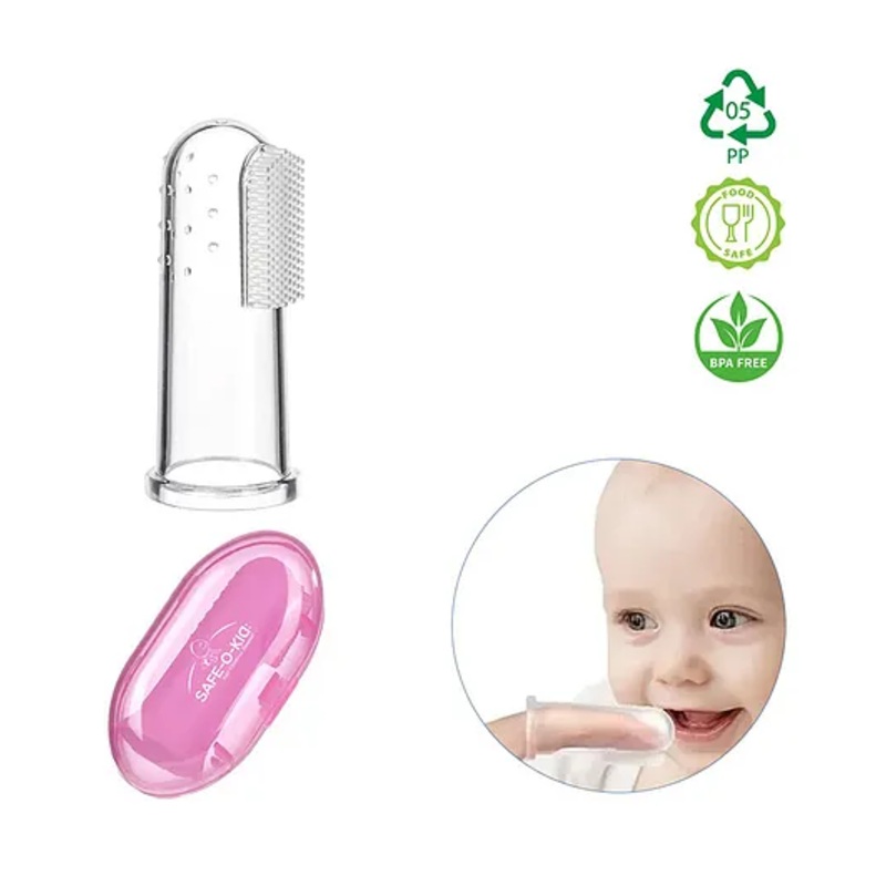 Safe-O-Kid Soft Silicone Finger Brush  BPA-Free Gum, Tongue & Teeth Cleaner for Infants (Assorted)