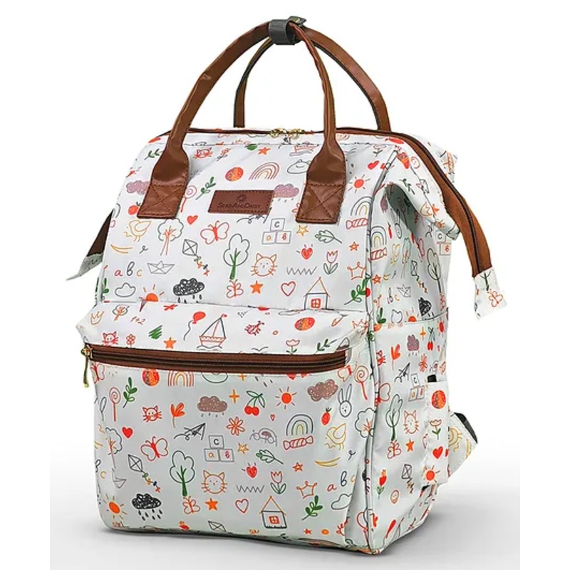 StarAndDaisy Baby Diaper Bag for Mother Travel Diaper with Laptop Pocket Nature Print – Brown