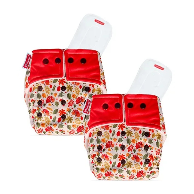 VParents Reusable and Adjustable Cloth Diapers with Ultra Absorbent Inserts Pack of 2 – Red