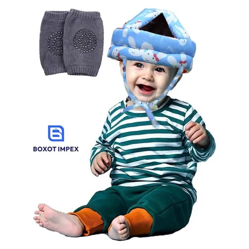 BOXOT IMPEX Baby Safety Helmet & Kneepads-Blue (Color And Print May Vary)