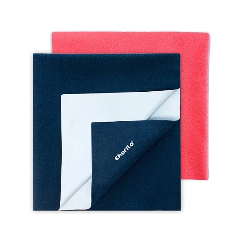 Cherilo Waterproof Baby Bed Protector Sheet Small Pack of 2 – Salmon Rose & Navy Blue