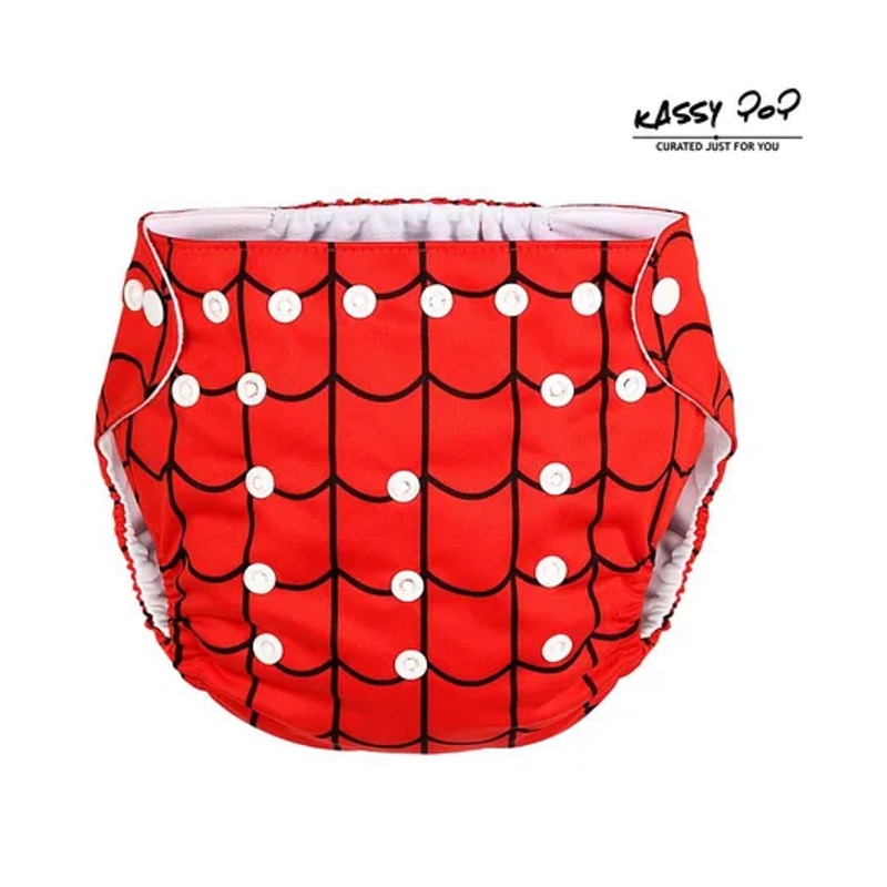 Kassy Pop Reusable Diaper Cover With Cotton Insert Checked – Red