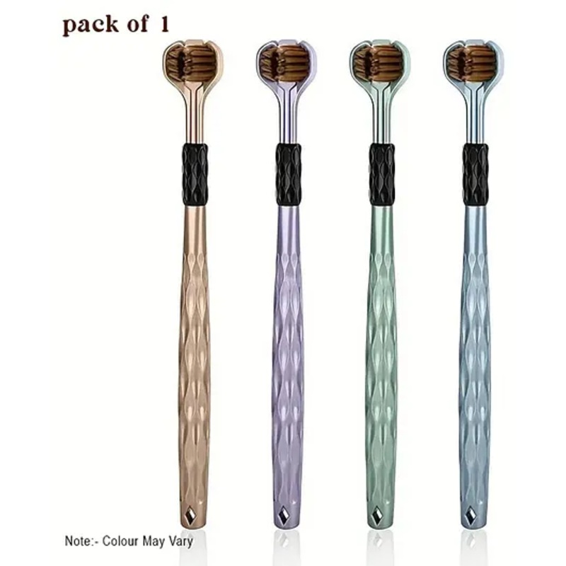 Mihar 3-Sided Triple Angle Toothhugger Training Manual Toothbrush, Ultra Soft Bristles, Toddler and Autistic Oral Care Gentle Clean Each Tooth Pack of 1 (Colour May Vary)