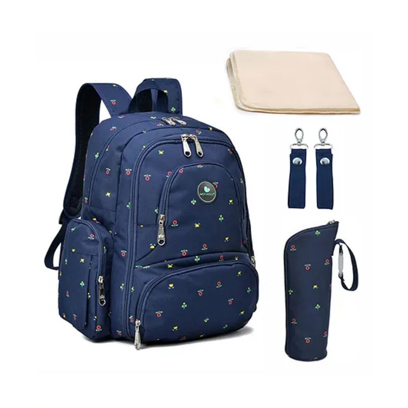 Motherly Premium Diaper Bag for Mothers for Travel with complimentary offers, Maternity Bag for Newborn Baby, Mother Travelling Bag, Multiple Pocket Water Resistant Hospital Bag  (Blue Flower)