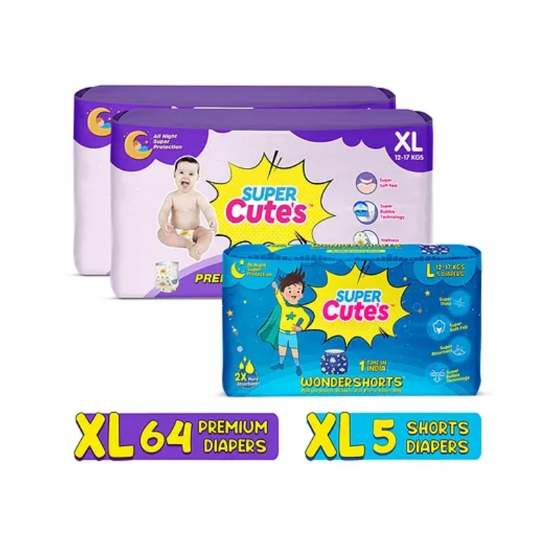 Super Cute’s Premium Wonder Pullups Diaper & WonderShorts Diaper XL – 32 Pieces Each, 5 Pieces