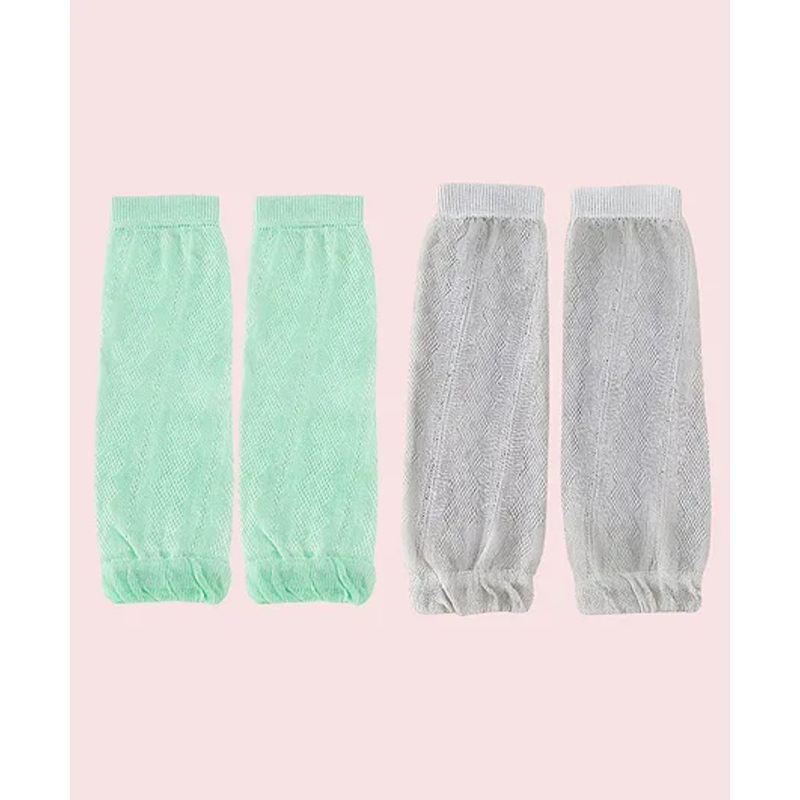 SYGA Cotton Mesh 2 Pairs Knee Pads – Light Green & Grey