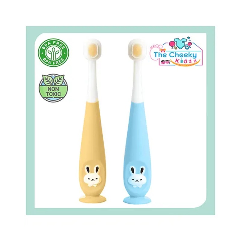 The Cheeky Kidzz Pack of 2 Baby Soft Bristles Suction Cup Base Bunny Design Teeth Manual Toothbrush BPA Free For Kids (1 To 10 Years) (MULTI)