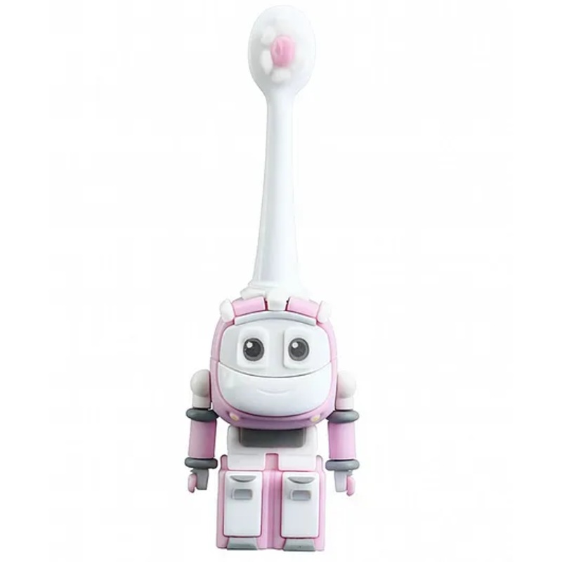 the Little Lookers Robot Shape Toothbrush for Kids with Soft Bristles, BPA-Free & Non-Toxic (Ages 1-5) Pink