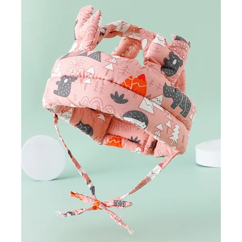 Baby Helmets With Jungle Theme Print – Pink