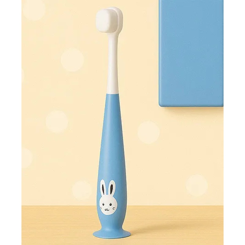 Badal Kidz Kids Bunny Toothbrush with Soft Silicone Head, Stand – Up Base – Blue