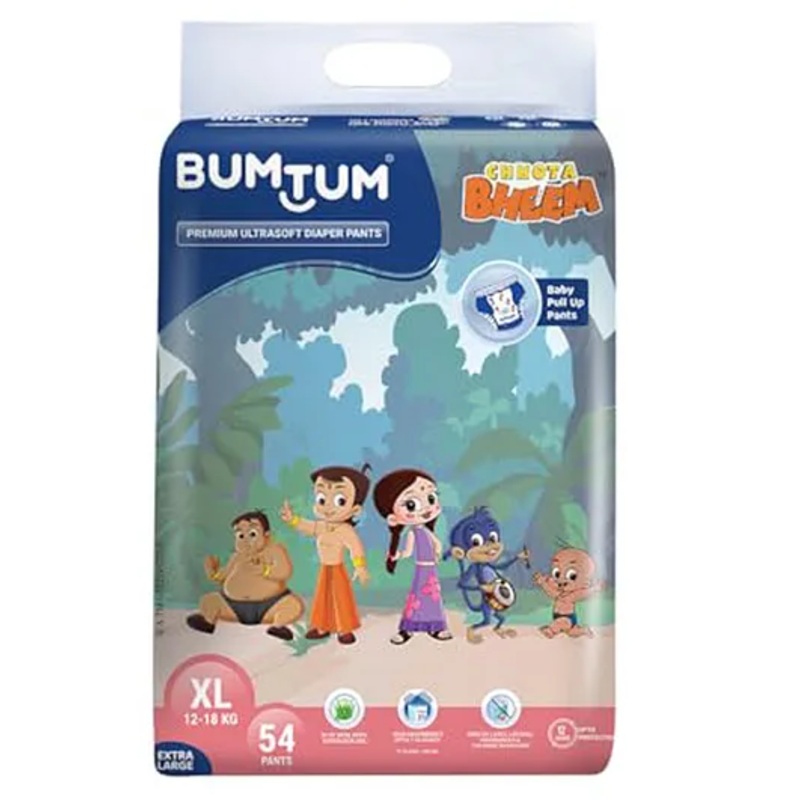 Bumtum Chota Bheem Baby Diaper Pants with Leakage Protection Extra Large – 54 Pieces