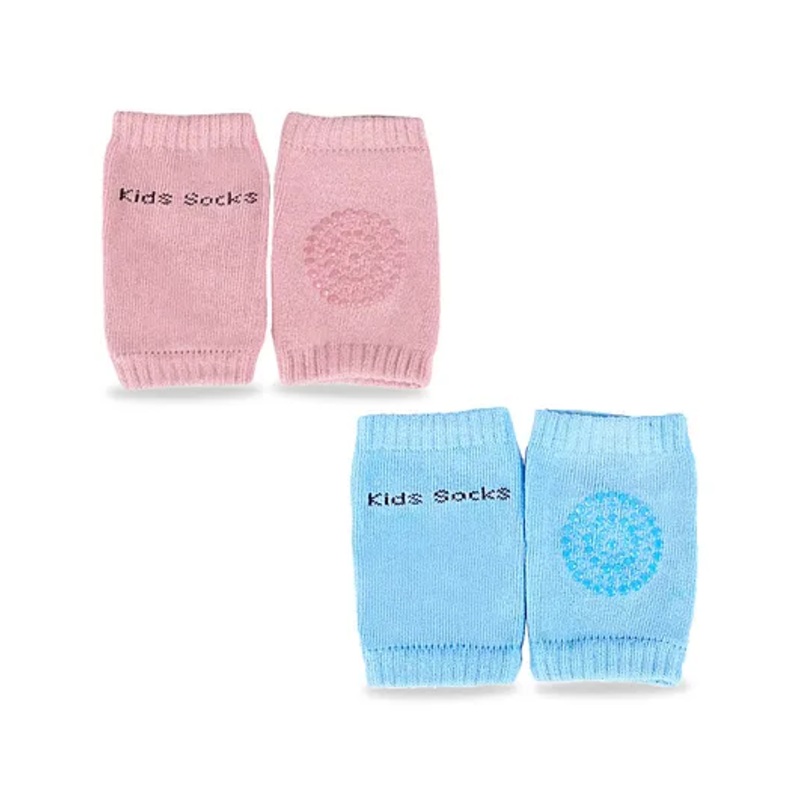 Chinmay Kids Knee Pads with Anti-Slip Padded Stretchable Elastic Cotton Soft Comfortable Pack of 2 – Light Pink & Sky Blue