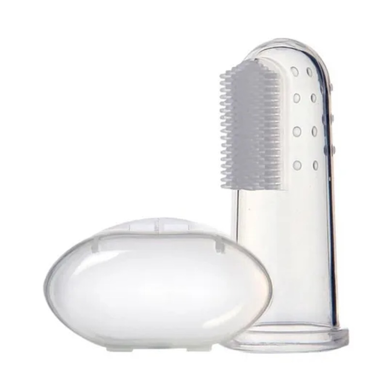 DOMENICO Silicone Finger Tooth Brush with Carry Case – White