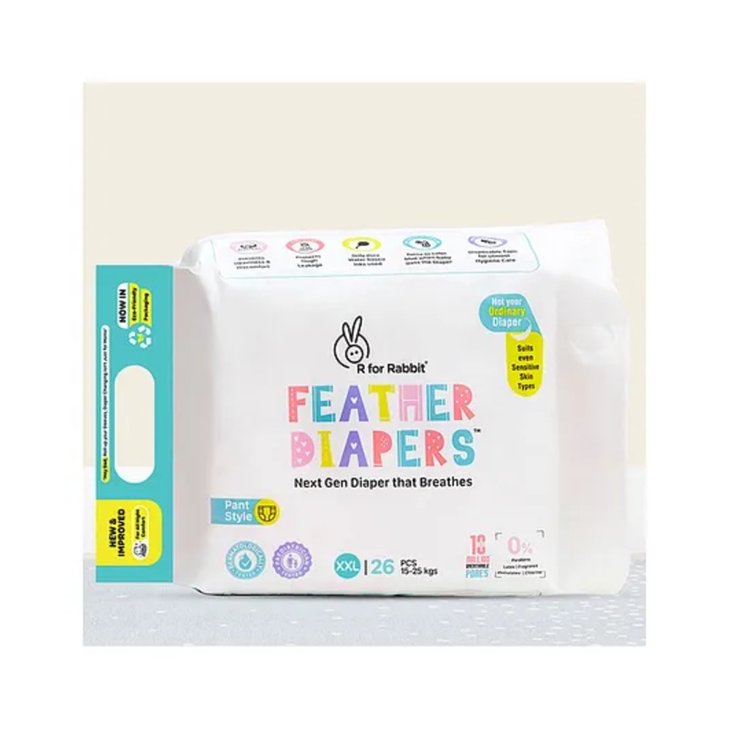 R for Rabbit XXL Size Baby Premium Feather Diaper for Baby 15+ kgs (26 Pack Offer)