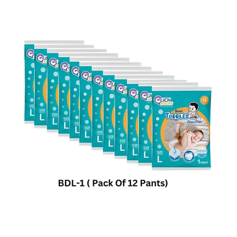 SMART TODDLES Comfy Baby Diaper Pants Ideal For 9-14 kg Combo of 12 with Quick Absorption Technology – L (12 Pieces)