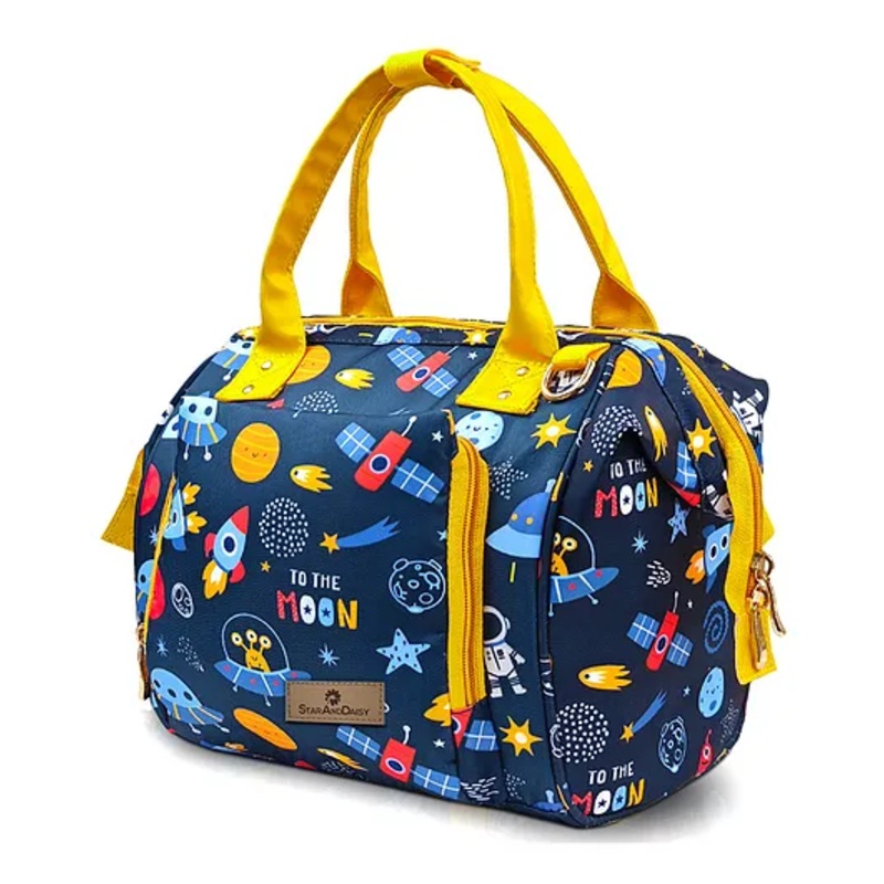 StarAndDaisy Bag for Mothers for Travel, Newborn Baby Diaper Bags with Multiple Pockets, Back Opening, Waterproof Pocket, Space Print – Blue