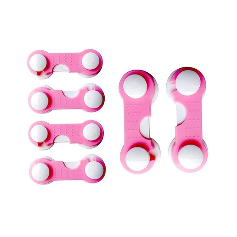 THE LITTLE LOOKERS Multipurpose  Safety Lock for Doors, Cabinet, Fridge, Drawer Pink- Pack of 6