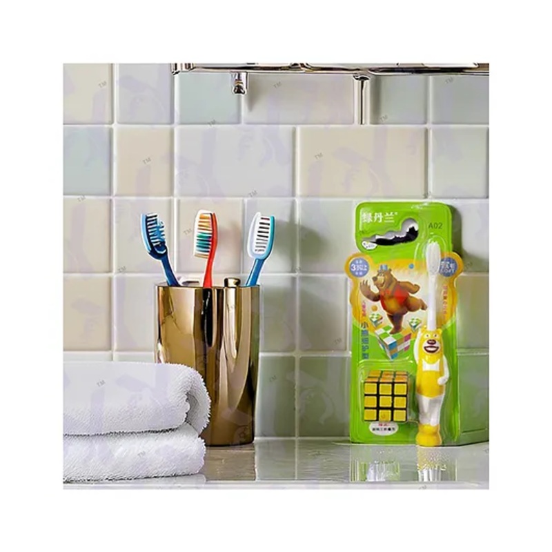 Yunicorn Max Unisex Bear Kids Toothbrush with Cube Toy -Colour may vary