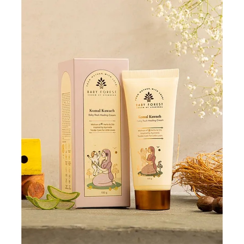 BABY FOREST Komal Kawach Baby Rash Healing Cream With 8 Herbs & Oils Derma-safe – 100 g
