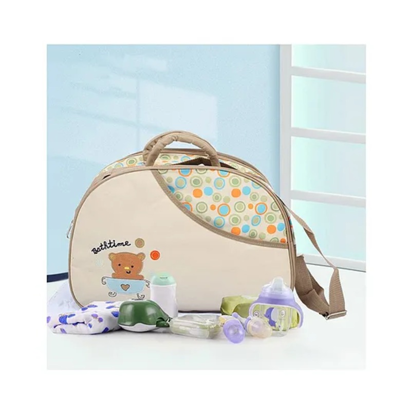 Baby Moo Abstract Fawn Diaper Bag  – Beige