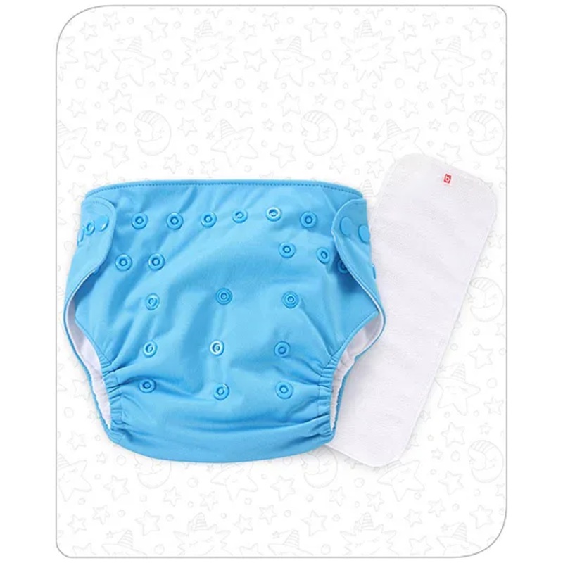 Babyhug Free Size Reusable Cloth Diaper With Insert – Blue (Button Color May Vary)