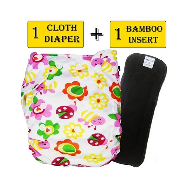Babymoon Free Size Reusable Cloth Diaper with Insert – Multicolor