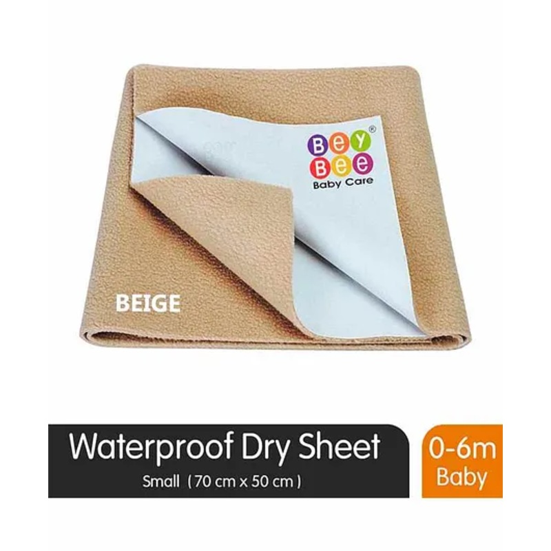 BeyBee Quick Dry Bed Protector Waterproof Baby Cot Sheet, Small Size – Beige