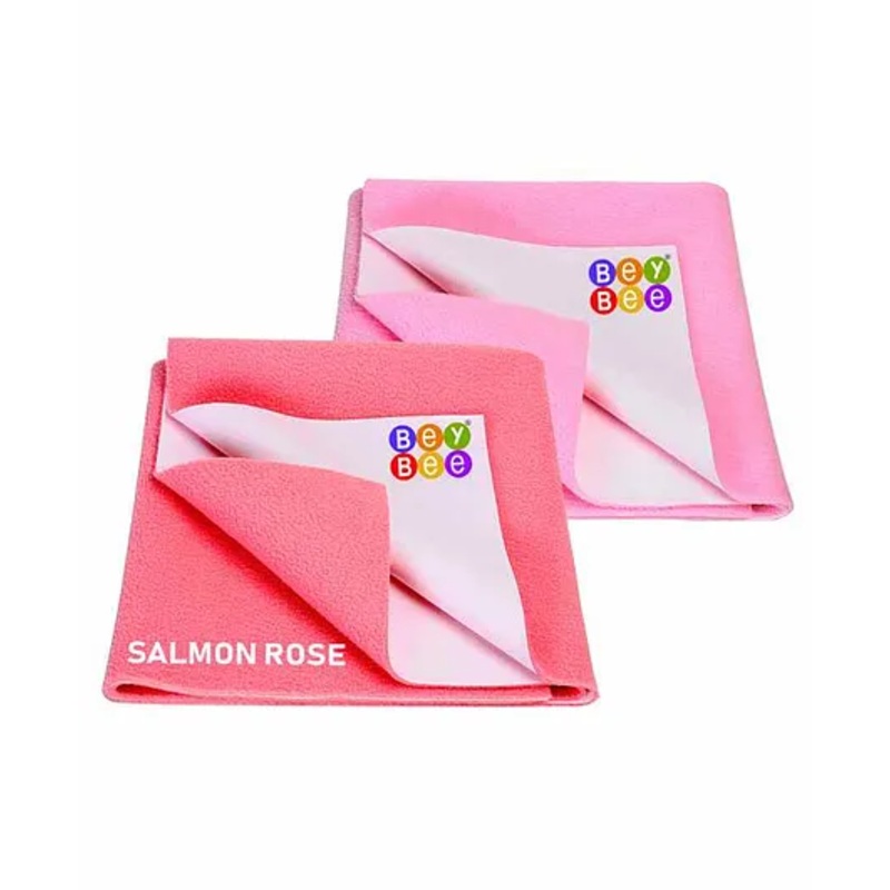 BeyBee Water Resistant Bed Protector Baby Dry Sheet with Ultra absorbance, Small – Pink & Salmon Rose