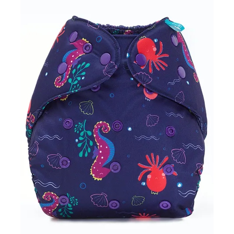 Bumberry Adjustable Reusable Cloth Diaper Cover Seahorse Print – Blue