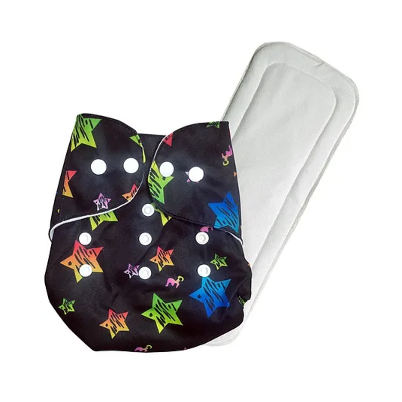 FANTASY INDIA Washable Baby Diaper Premium Cloth Diaper Reusable Adjustable Size Waterproof Pocket Cloth Diaper Nappie (1 Diaper and 1 Insert Pad)