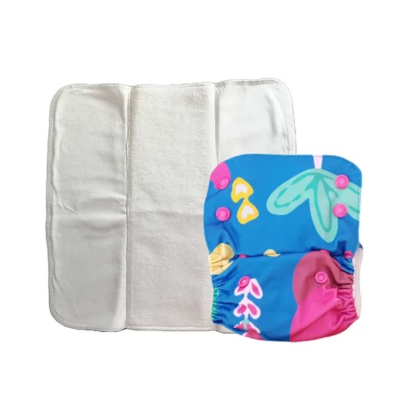 Kindermum Random Jungle Lite Cloth Diaper With Quick Dry Organic Cotton Insert -Multicolor