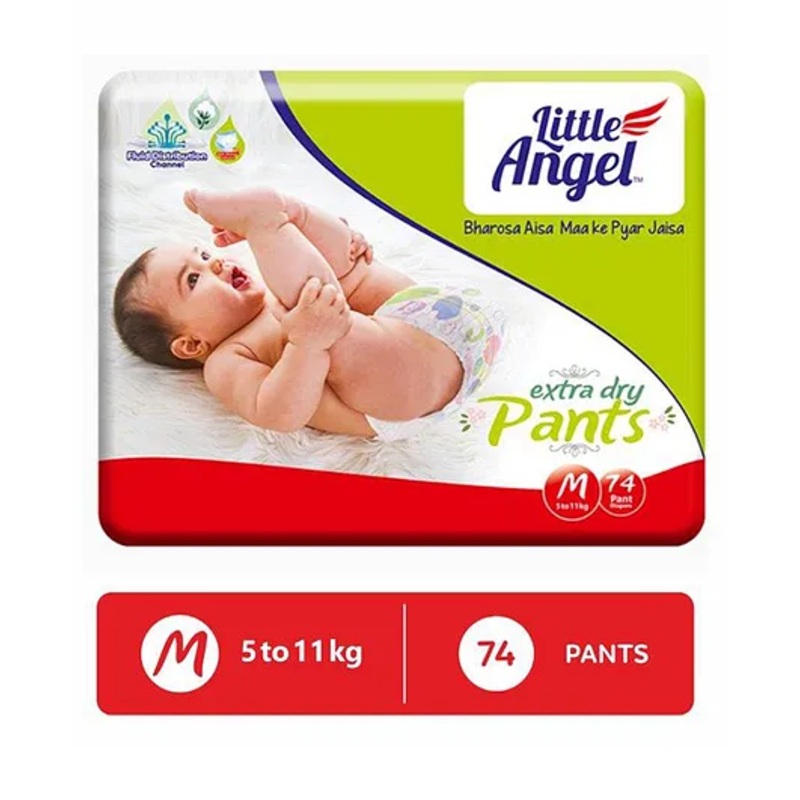 Little Angel Pant Style Extra Dry Medium Diapers – 74 Pieces