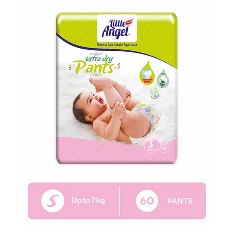 Little Angel Pant Style Extra Dry Small Diapers – 60 Pieces