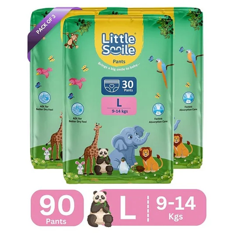 Little Smile Better Dry Feel Baby Diaper Pants | Pack of 3 – L (90 Pieces)