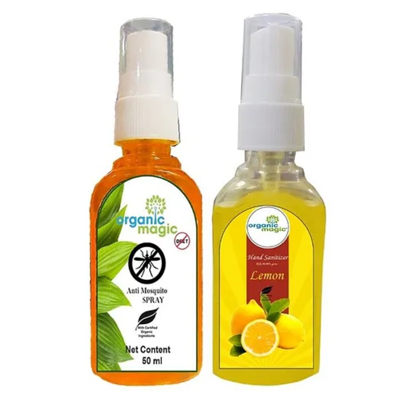 Organic Magic Anti Mosquito Spray & Hand Sanitizer Combo Set – 50 ml Each