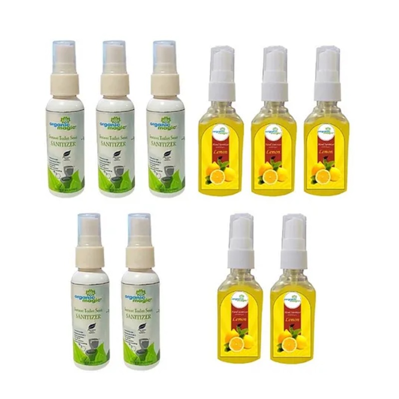 Organic Magic Toilet Seat Sanitizer with Hand Sanitizer Combo Pack of 10 – 50 ml each