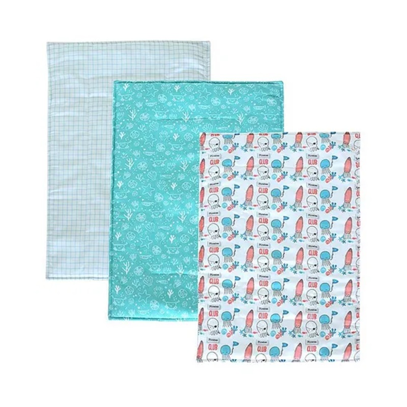 TIDY SLEEP Diaper Changing Mat Bed Protector with Foam Pirates Print Pack of 3 – White