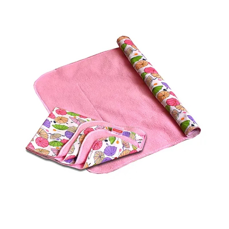 VParents Diaper Changing Mat Sleeping Mats Water Proof Bed Protector with One Side Fabric -Pink