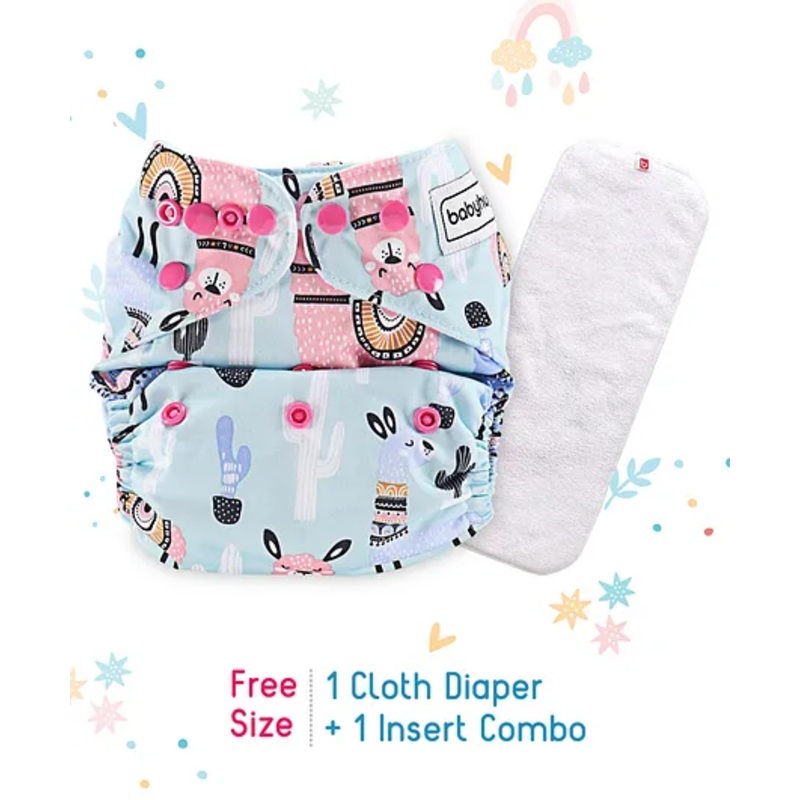 Babyhug Free Size Reusable Cloth Nappies With Insert Desert Animal Print – Blue