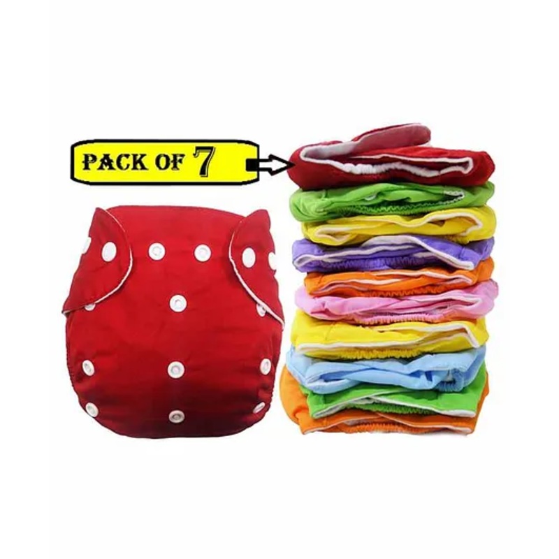 BabyMoon Reusable Cloth Diaper Set of 7 – Multicolor (No Insert)