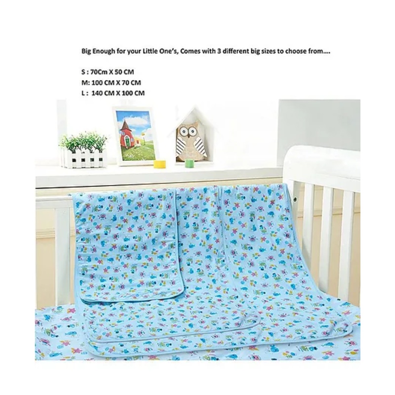 babywish Waterproof 2 in 1 Bed Mattress Protector Drysheet Marine Small – Blue