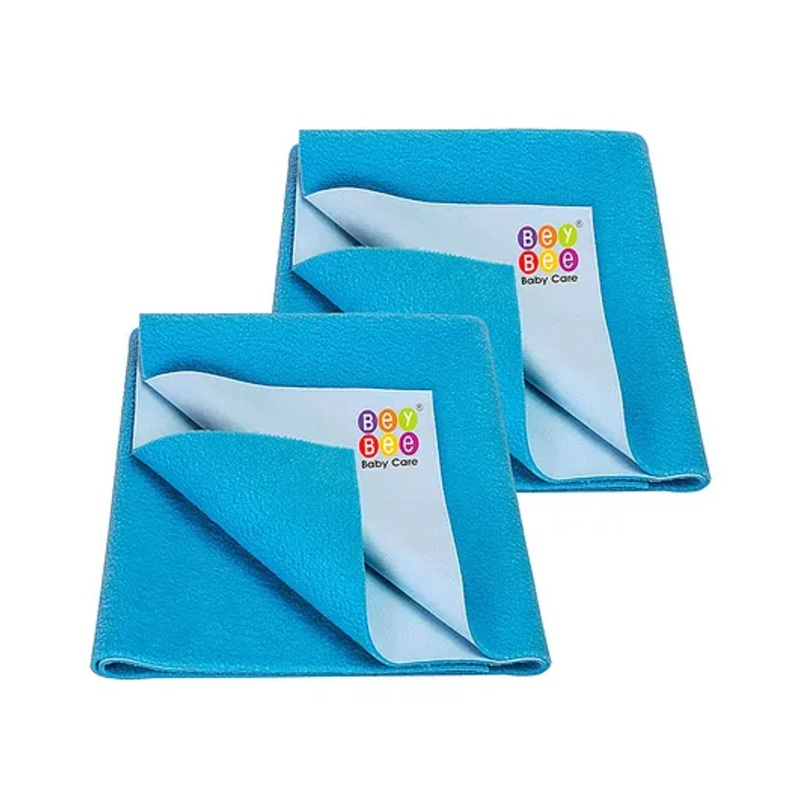 BeyBee Cotton Baby Bed Protecting Mat Medium Pack of 2 – Blue