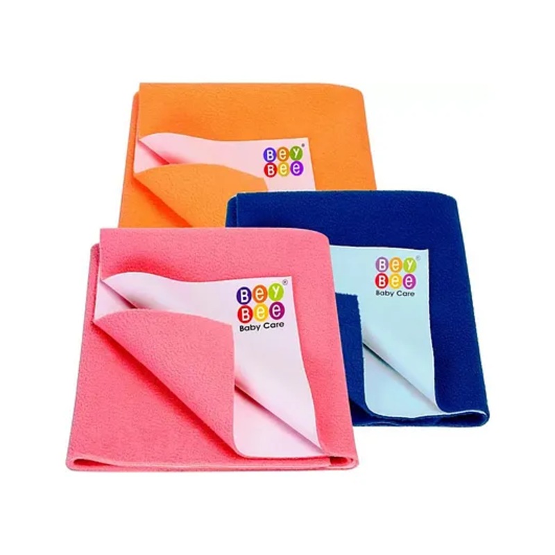 BeyBee Waterproof Anti-Piling Fleece Baby Bed Protector Small Size Pack of 3 – Pink Blue & Peach