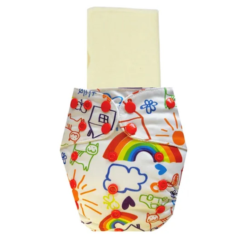 Dumbledo Cloth Diaper Free Size Leak Proof Eco-Friendly Reusable Adjustable Quick Dry Unisex With Insert Pack of 1 – White