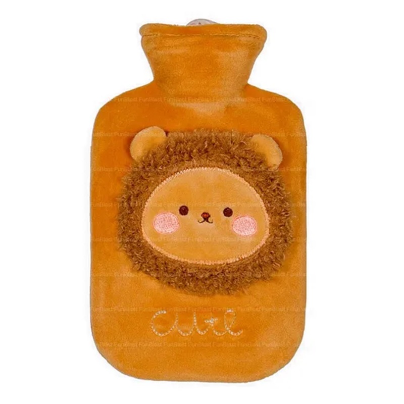 FunBlast Lion Face Design Hot Water Bag with Soft Cover 1000 ml – Brown